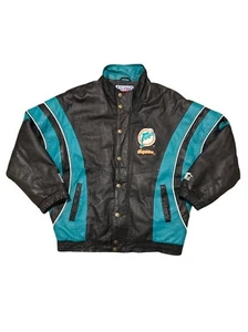 Vintage Miami Dolphins NFL Starter Pro Line Leather Jackets Men’s Size XL - Picture 1 of 10
