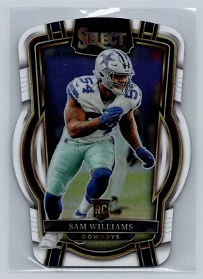 SAM WILLIAMS 2022 PANINI SELECT #276 CLUB LEVEL RC DIE-CUT WHITE SP 18/49COWBOYS - Image 1 of 2