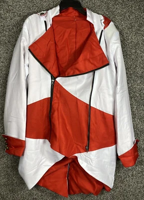 Assassin's Creed III Cosplay Costume Adult Connor Jacket White Red Zip Hooded* - Photo 1/4