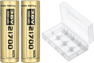 21700 Rechargeable Battery 5000mAh 3.6V Li-ion Cells with Case | 2 Pack for Flas - Picture 1 of 7