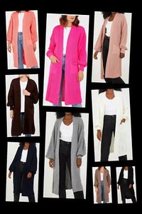 Ladies Women’s Long Knitted 2 Pocket Cardigan - Picture 1 of 26