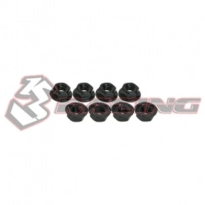 3RACING 3RAC-NS40 4mm Aluminum Locknut Serrated 8pcs 1/10 1/8 RC Car Buggy - Image 1 of 4
