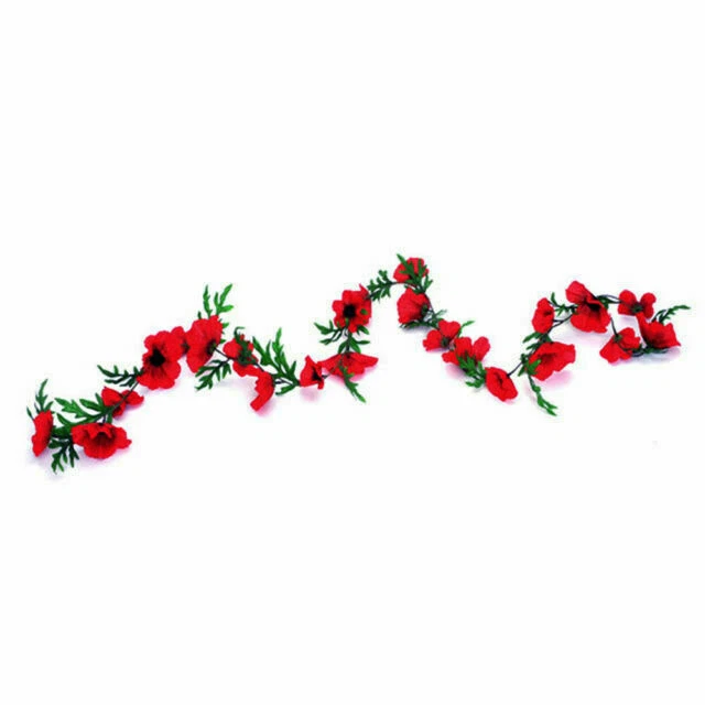 CB Imports Artificial Poppy Flower Garland - 6ft, Red
