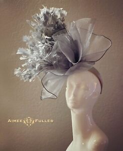 Aimee Fuller Bridal Fascinator Hat Gray Silver Christmas Holiday Kentucky Derby