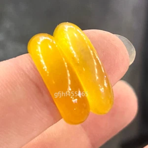 Natürlicher gelber Jade Bandring Damen Herren echte gelbe natürliche Jade US-Größe 6-11 - Bild 1 von 6