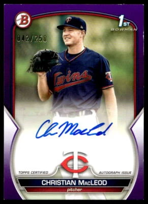 2023 Bowman #PPA-CMD Christian MacLeod Purple Paper Auto /250 - Image 1 of 2