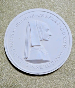 médaille en plâtre Margueritte fille de Charles Comte Dangolesme 66 mm. - Imagen 1 de 1