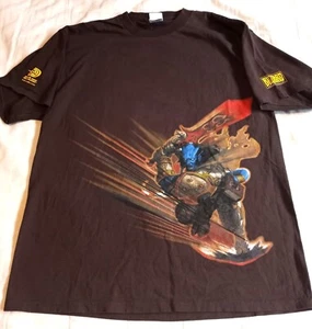 BLIZZARDS UD WORLD OF WARCRAFT BATTLEGROUNDS DRANEI BROWN SHIRT VINTAGE LG - Picture 1 of 4