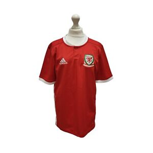 Adidas Welsh International Football Shirt Red Boys Size Large 13-14 Years H82