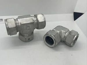 Crawford Swagelok Steel Compression Fitting Union Tee & 90 Deg Elbow 1” OD - Picture 1 of 3