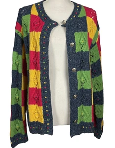 Vintage Susan Bristol Sweater Size Large Cardigan Floral Cottagecore Patchwork - Picture 1 of 9