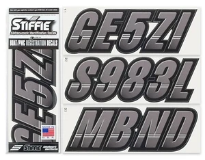 STIFFIE Techtron TT58 Boat PWC Letter Number Decal Registration GUNMETAL BLACK - Picture 1 of 11