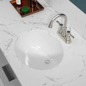 17'' x 14'' x 7'' Classic Ceramic Undermount Oval Bathroom Vanity Sink in White - Picture 1 of 12