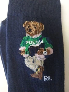 Big Boys Size 8-9.5 Ralph Lauren POLO FOOTBALL BEAR Crew Socks , Shoe Size 13-3 - Picture 1 of 4
