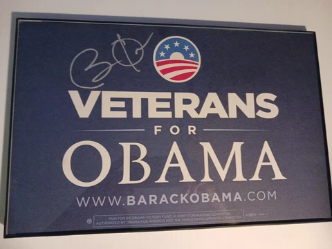 Barack Obama "2008 CAMPAIGN VETERANS FOR OBAMA POSTER" AUTOGRAPHED Cover