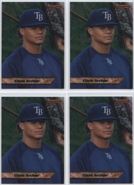 Lot of (4) Chris Archer 2011 Bowman's Best RC Cards - Pittsburgh Pirates SP ACE - Image 1 of 1