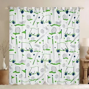Feelyou Kids Golf Curtains for Bedroom Living Room (2 Panels, 52x63 Inch) Gol... - Picture 1 of 7