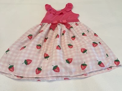 Max & Daisy Girls Strawberry Dress Size 6X Pink Top Empire Waist - Image 1 of 4