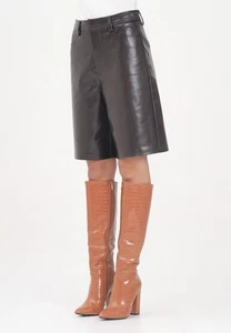 Shorts Frau Brown Bermuda Shorts Kunstleder Effekt Poliert Herbst Winter - Bild 1 von 5