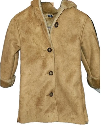 Abrigo Largo Gap Para Niños Marrón Imitación Gamuza Piel Forrado S Preppy Clásico Cabincore Foto 1 de 4