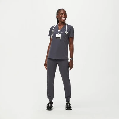 FIGS Catarina One-Pocket Scrub Top & Zamora Petite Joggers charcoal Size M - Image 1 of 4