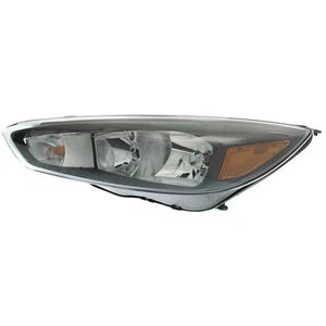 Driver Side Headlight For 2015-2018 Ford Focus Halogen with Bulb(s) Black - Picture 1 of 6