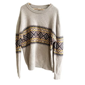 Toad & Co Pullover Durawool Herren Gr. XL Aztekenmuster hellbraun langarm Cabin - Bild 1 von 9