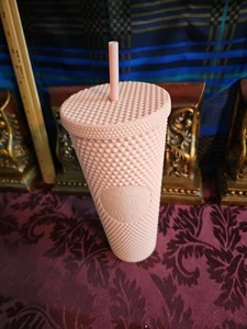 Starbucks Venti Tumbler Studded Matte Pink Diamond Rubberized Cold Cup 24oz - Bild 1 von 4