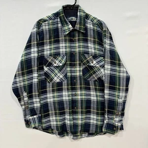 Camicia di flanella GFC Trading Co uomo L verde blu foderata a quadri made in Korea vintage - Foto 1 di 5