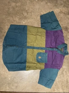 Vintage 90s Hunting Horn J Rigging Shirt Men Large Faded Color Block Embroidered - Picture 1 of 7