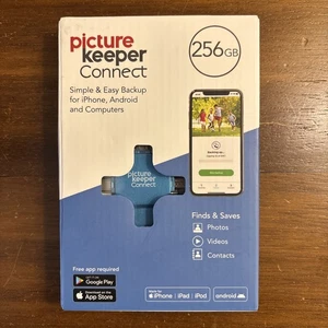 Picture Keeper Connect USB Drive 256GB for iPhone Android PC-New/Sealed-Blue - Photo 1/11
