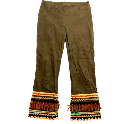 Calça Bootcut Feminina Vintage Sem Marca 30 Marrom Rock & Roll Franja Woodstock - Imagem 1 de 4