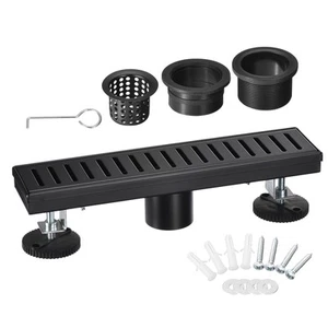 12" Offset Side Outlet Linear Shower Floor Drain Removable Drain Cover - Picture 1 of 4