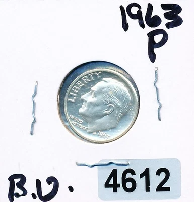 ROOSEVELT SILVER DIME - 1963-P   BU  - #4612 - Image 1 of 2