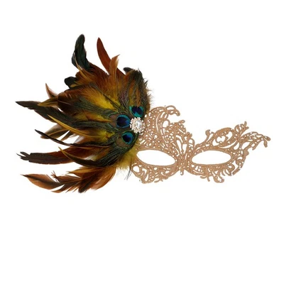 Womens Feather Lace Half-Face Mask Halloween Carnival Masquerade Party Ball Mask - Image 1 of 3