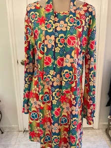 Vintage Unbranded 70's Multi Colored Poet Sleeve Mini Dress Size XXL - Picture 1 of 6