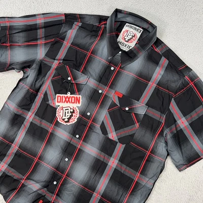 Dixxon Shirt Mens 3XL XXXL Black Gray Plaid Button Up Moxie Up Bamboo Blend NEW - Image 1 of 4