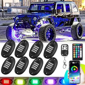 8 Pods RGB LED Rock Lights für Jeeps Trucks Golf Cart ATV UTV RZR SUV Offroad... - Bild 1 von 9