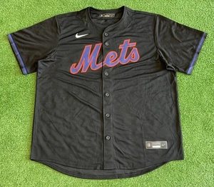 DS New York Mets Baseball Jersey Nike Men Size XL Black Authentic MLB Sports NYC - Picture 1 of 6