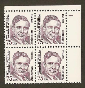 #2192  75c Wendel Wilkie -  MNH PB4 - Picture 1 of 2