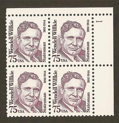 #2192  75c Wendel Wilkie -  MNH PB4 - Image 1 of 2