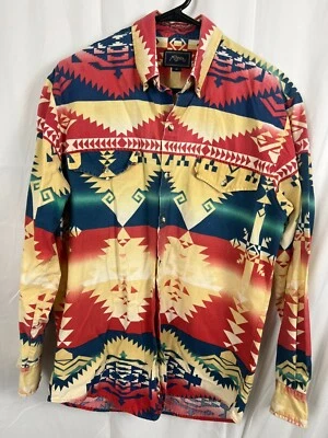 Vintage Aztec Shirt Mens Medium Roper Southwestern Button Brushpopper Cowboy - Image 1 of 4