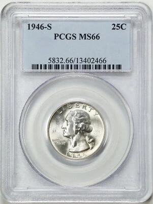 1946-S 25C Washington Quarter Dollar MS66 PCGS 13402466 - Image 1 of 2