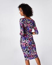 New Nicole Miller Women's Hanging Flowers 3/4 Sleeve Tuck Dress BH10395 $295 SzP