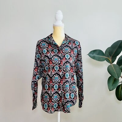 Blusa Top DIANE VON FURSTENBERG Vintage Estampado Floral Botones Rayón Talla S Foto 1 de 4