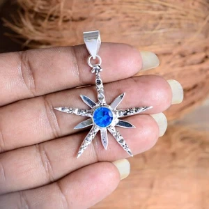 Collar colgante de sol de plata esterlina 925 con piedras preciosas de tanzanita único para todos - Imagen 1 de 6