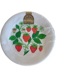 Vintage Packung mit sechs 9 Zoll Hallmark Decoratove Erdbeere Tellern Neu - Bild 1 von 4