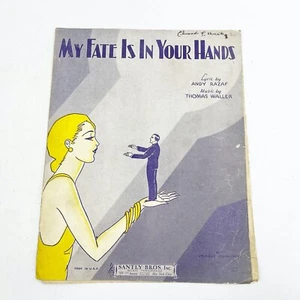 Vintage 1929 Sheet Music "My Fate is in Your Hands" Razaf Waller-Gatsby Graphics - Picture 1 of 4