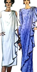 1980s Goddess Draped Ruffle Dress Gown  Cooper Butterick 2644 Sewing Pattern - Picture 1 of 3