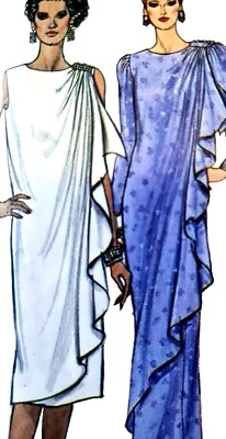 1980s Goddess Draped Ruffle Dress Gown  Cooper Butterick 2644 Sewing Pattern - Image 1 of 3